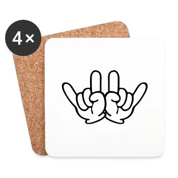 hand comic party signs - Untersetzer (4er-Set) - Weiß - Vorne