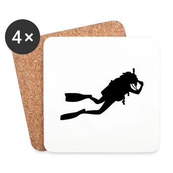 diving Taucher - Untersetzer (4er-Set) - Weiß - Vorne