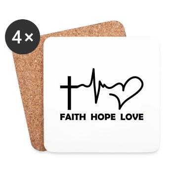 faith_hope_love - Dessous de verre (lot de 4) - blanc - Devant