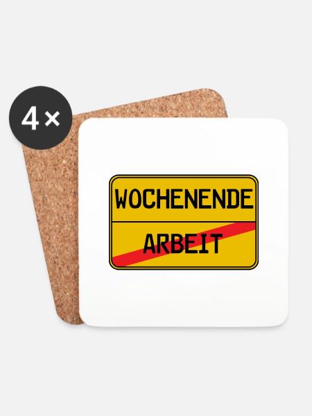 Arbeit Wochenende - Untersetzer (4er-Set) - Weiß