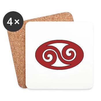Tribal vague - Dessous de verre (lot de 4) - blanc - Devant