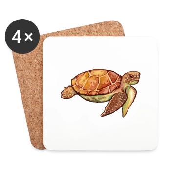 Turtle (watercolor) - Coasters (set of 4) - white - Front