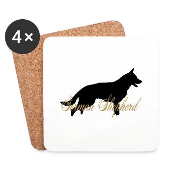German Shepard BLACK GOLD - Coasters (set of 4) - white - Front