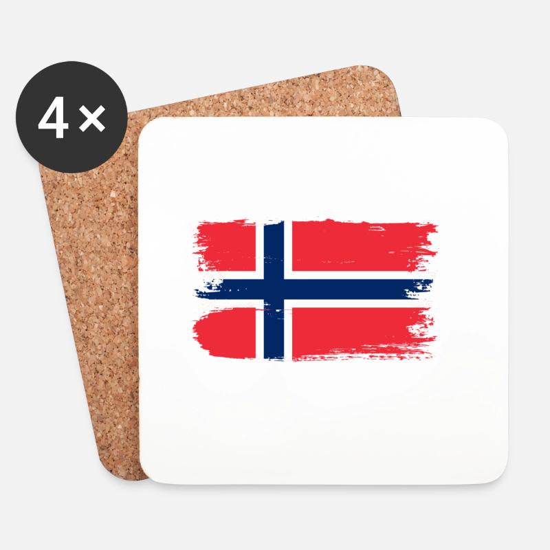 Pinselstrich der norwegischen Flagge - Untersetzer (4er-Set) - Weiß