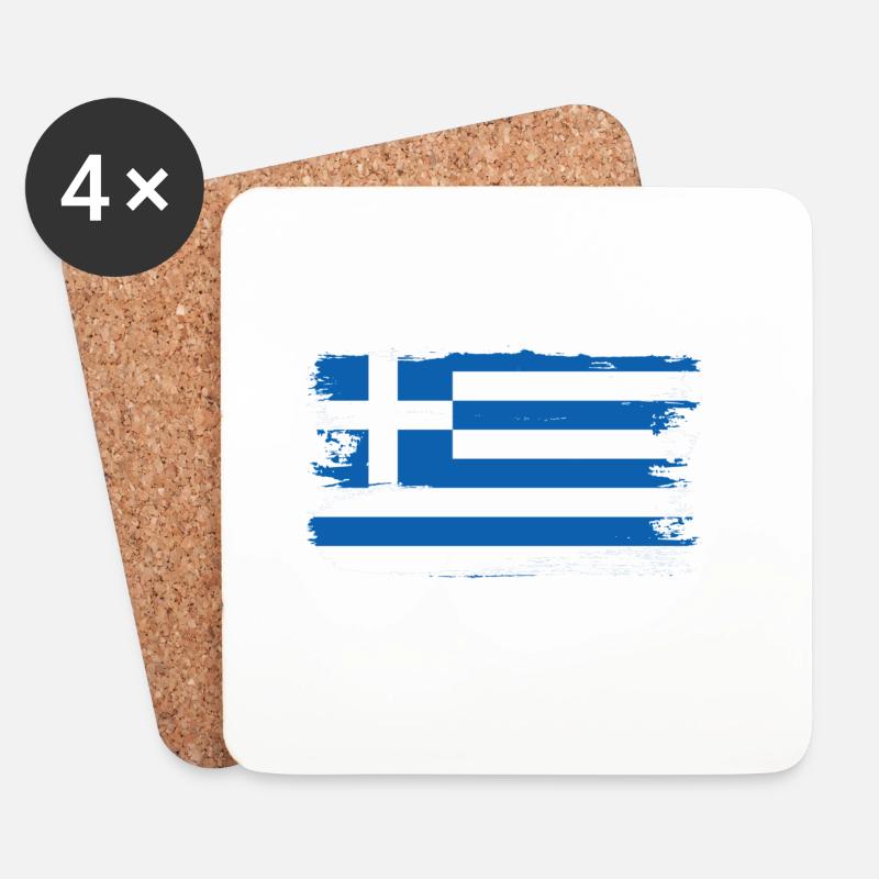 Pinselstrich der griechischen Flagge - Untersetzer (4er-Set) - Weiß