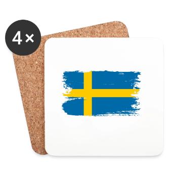 Schwedische Flagge Brush Tee - Untersetzer (4er-Set) - Weiß - Vorne