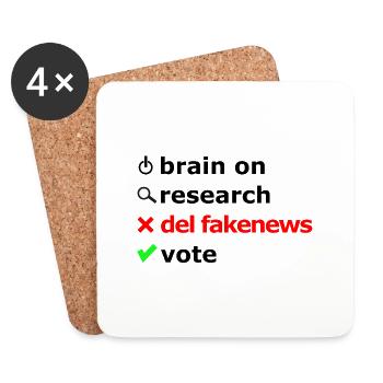Pour toutes les élections, allumez le cerveau, enquêter. - Dessous de verre (lot de 4) - blanc - Devant