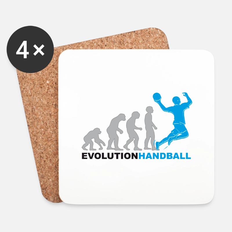 Handball, Handballer, Evolution - Untersetzer (4er-Set) - Weiß