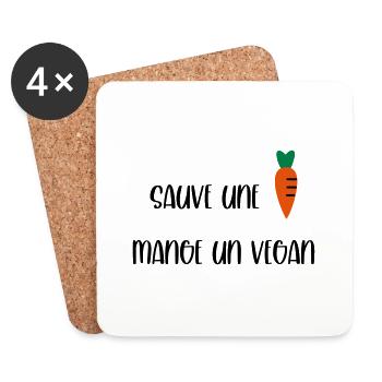 Sauve une carotte mange un vegan - Dessous de verre (lot de 4) - blanc - Devant