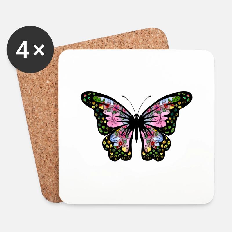 Schmetterling - Untersetzer (4er-Set) - Weiß