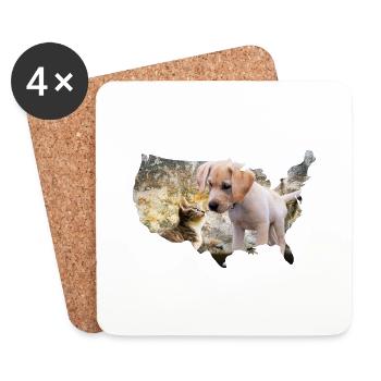 chien chiots chat - Dessous de verre (lot de 4) - blanc - Devant