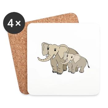 Éléphant - Dessous de verre (lot de 4) - blanc - Devant