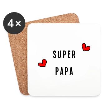 SUPER PAPA. PAPA - Untersetzer (4er-Set) - Weiß - Vorne