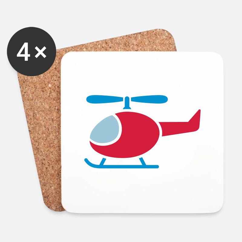 Hubschrauber Helikopter - Untersetzer (4er-Set) - Weiß