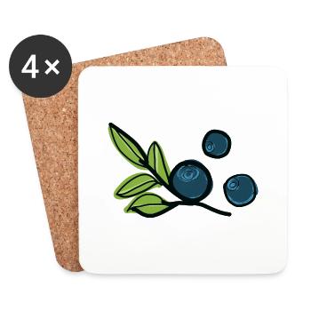 Fruits de myrtille - Dessous de verre (lot de 4) - blanc - Devant