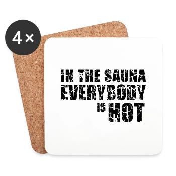 Hot Sauna Gift Sauna House Banja Spa Hamam - Coasters (set of 4) - white - Front