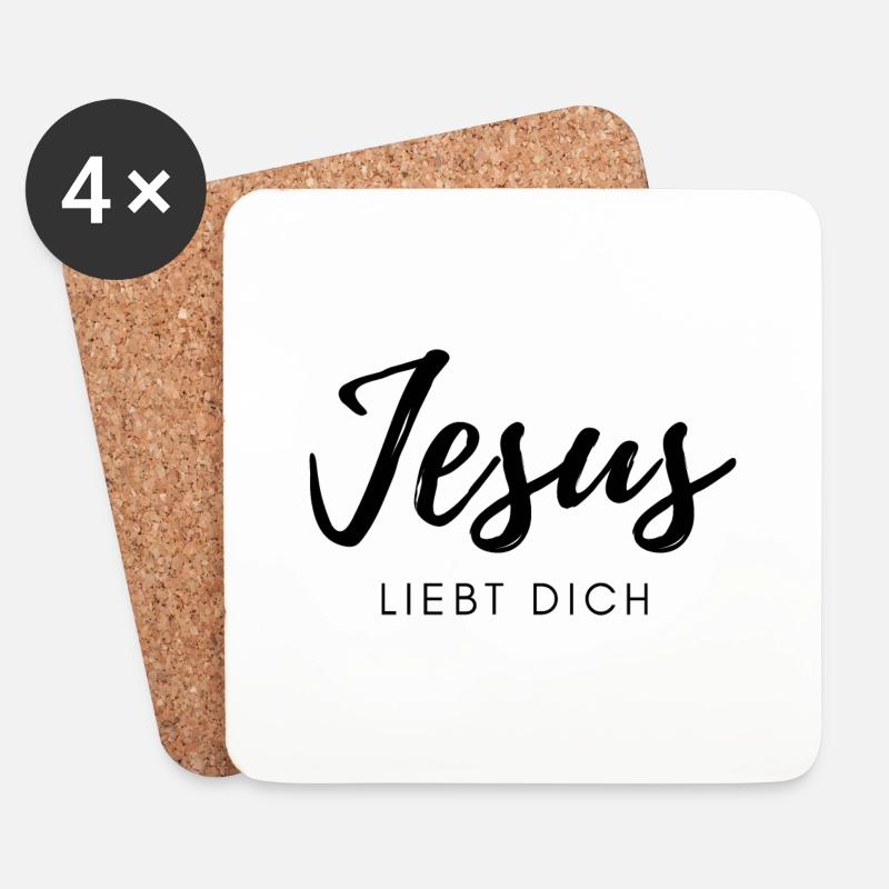 Jesus liebt dich - Untersetzer (4er-Set) - Weiß