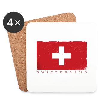 Schweiz Kreuz Schweizerische Fahne Schwiiz Deko - Untersetzer (4er-Set) - Weiß - Vorne