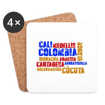 Kolumbien Städte Medellin Bogota Cali Cartagena - Untersetzer (4er-Set) - Weiß - Vorne