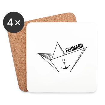 Navire en papier avec ancre mer vacances disant Fehmarn - Dessous de verre (lot de 4) - blanc - Devant
