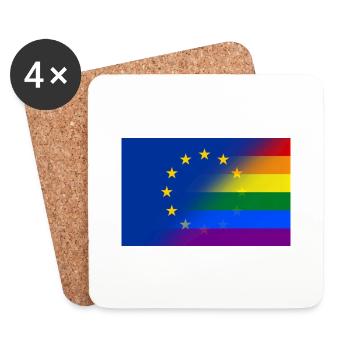 L’Union européenne unie au drapeau de la Pride - Dessous de verre (lot de 4) - blanc - Devant