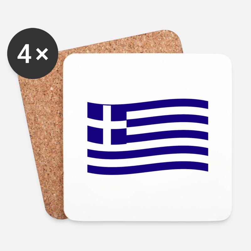 Griechenland Flagge Greece Fahne Hellas Hellenisch - Untersetzer (4er-Set) - Weiß