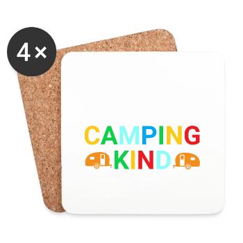 Glückliches Camping Kind - Untersetzer (4er-Set) - Weiß - Vorne
