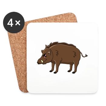 Wild boar - Coasters (set of 4) - white - Front