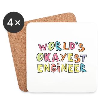 World's Okayest Engineer Gift Idea - Untersetzer (4er-Set) - Weiß - Vorne