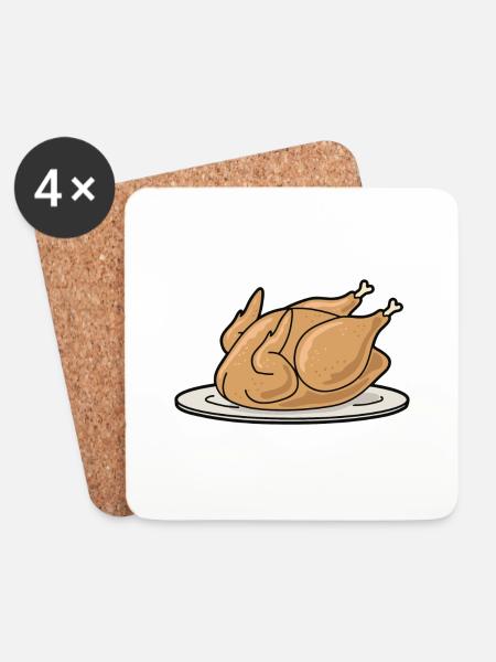 Hähnchen Gegrillt - Untersetzer (4er-Set) - Weiß
