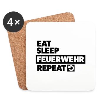 Eat sleep Feuerwehr Repeat Freiwillige Feuerwehr - Untersetzer (4er-Set) - Weiß - Vorne