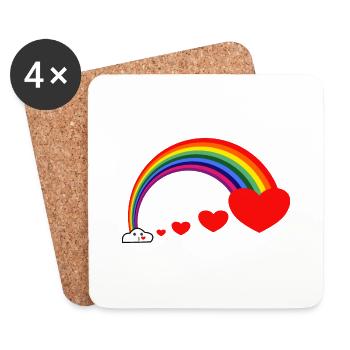 Rainbow Heart Kisses - Coasters (set of 4) - white - Front