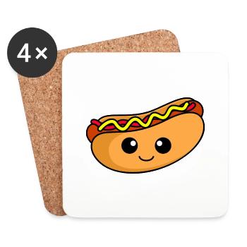 Hot Dog Comic - Coasters (set of 4) - white - Front