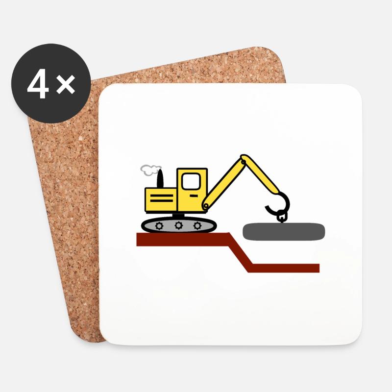Bagger - Untersetzer (4er-Set) - Weiß