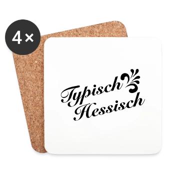 Typisch Hessisch – Original hessische Shirts - Untersetzer (4er-Set) - Weiß - Vorne