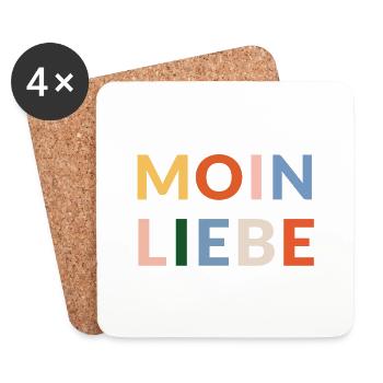 Moin Liebe in bunten Lettern - Untersetzer (4er-Set) - Weiß - Vorne