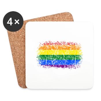 Rainbow Flag Used Look - Coasters (set of 4) - white - Front
