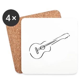 Guitar Line Art - Minimaliste - Dessous de verre (lot de 4) - blanc - Devant