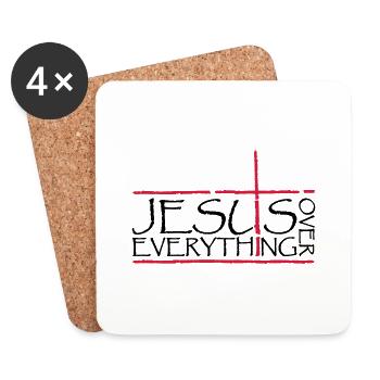 Jesus Over Everything - Untersetzer (4er-Set) - Weiß - Vorne