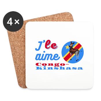 J'aime le Congo-Kinshasa - Dessous de verre (lot de 4) - blanc - Devant