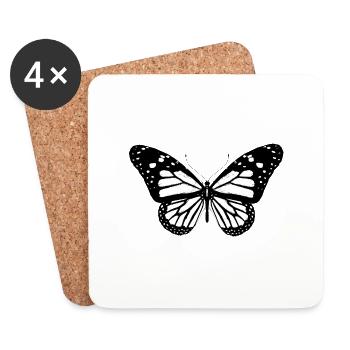 Schmetterling, Falter, Geschenkidee - Untersetzer (4er-Set) - Weiß - Vorne
