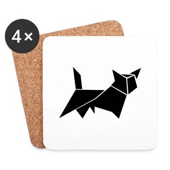 Origami Cat Illustration Idée Cadeau - Dessous de verre (lot de 4) - blanc - Devant
