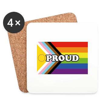 Inclusive Pride Progress Flag PROUD - Coasters (set of 4) - white - Front