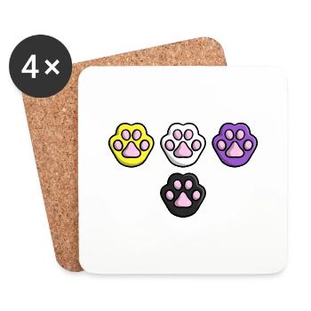 Süße Katze Pfote Nonbinary Flagge Fahne LGBTQ - Untersetzer (4er-Set) - Weiß - Vorne