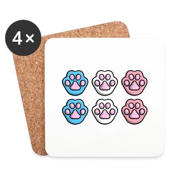 Süße Katze Pfote Trans Flagge Fahne LGBTQ Kawaii - Untersetzer (4er-Set) - Weiß - Vorne