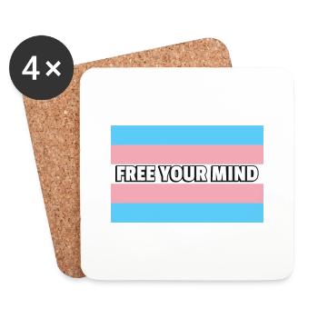 Trans Pride FREE YOUR MIND - Coasters (set of 4) - white - Front