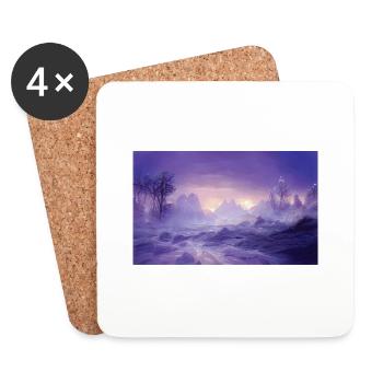 Magische lila Fantasy Landschaft mit Gebirge - Untersetzer (4er-Set) - Weiß - Vorne