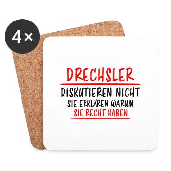 Drechsler Lustiger Spruch Drechseln Beruf Geschenk - Untersetzer (4er-Set) - Weiß - Vorne