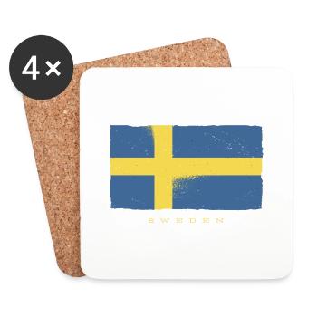 Schweden-Flagge Reisen Reisen Schweden-Flagge Reis - Untersetzer (4er-Set) - Weiß - Vorne