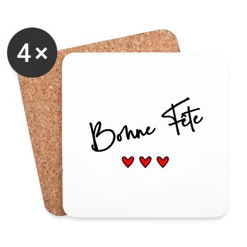 BONNE FÊTE. FÊTE DES MÈRES. FÊTE DES PÈRES. FÊTE - Dessous de verre (lot de 4) - blanc - Devant